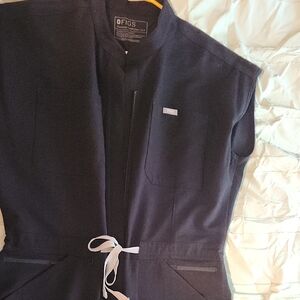 Figs Black Jumpsuit with White Drawstring